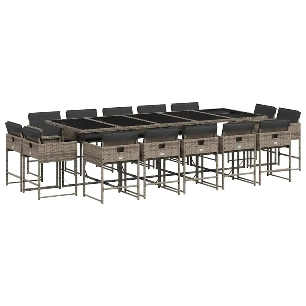 Garden Dining Set 15 Piece Outdoor Furniture Durable PE Rattan Chairs Table with Cushions