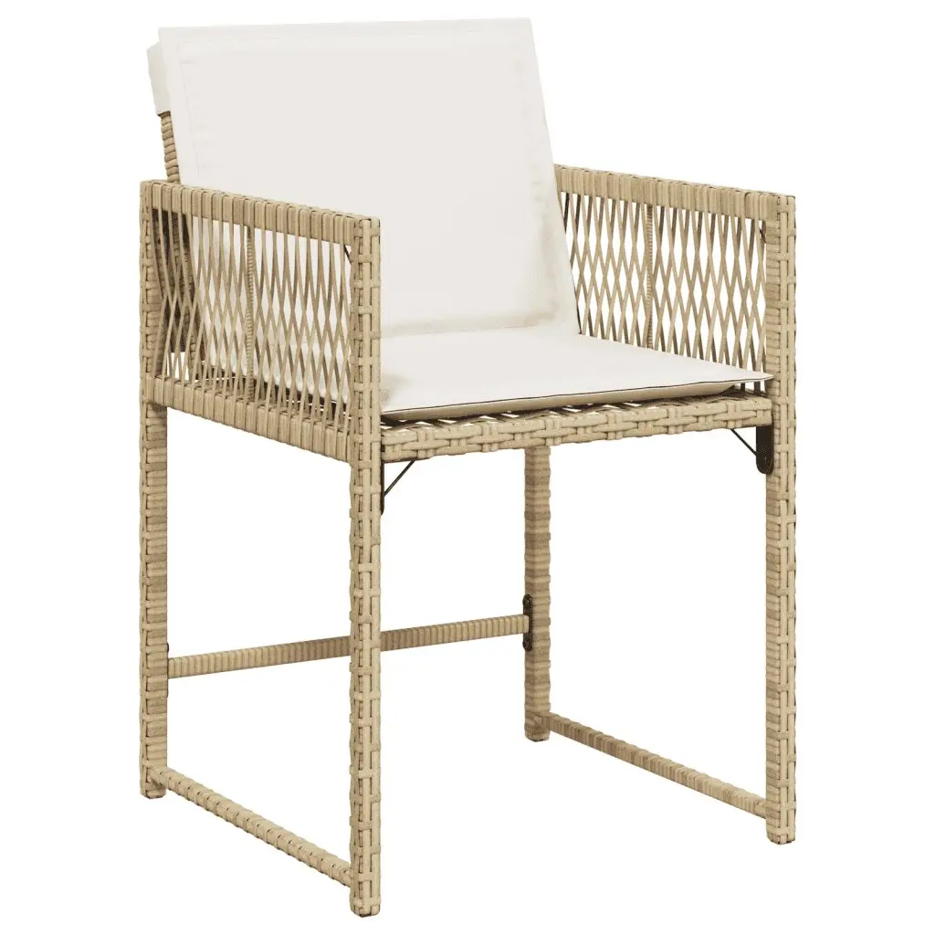 Garden Dining Set 5 Piece Outdoor Furniture Beige Poly Rattan Cushions