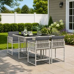 Enjoy Your Outdoor Space with a 5 Piece Grey Dining Set