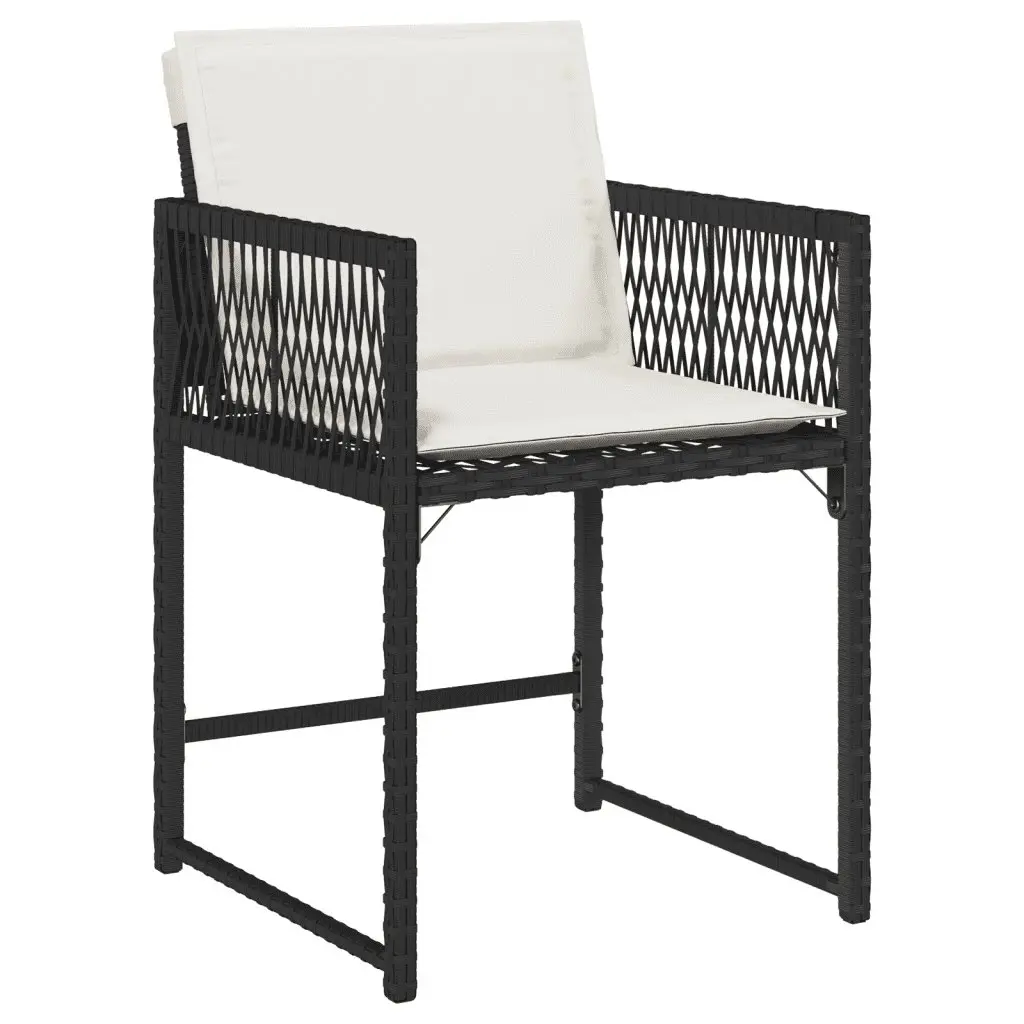 Garden Dining Set 5 Piece Outdoor Furniture Black Poly Rattan with Cushions