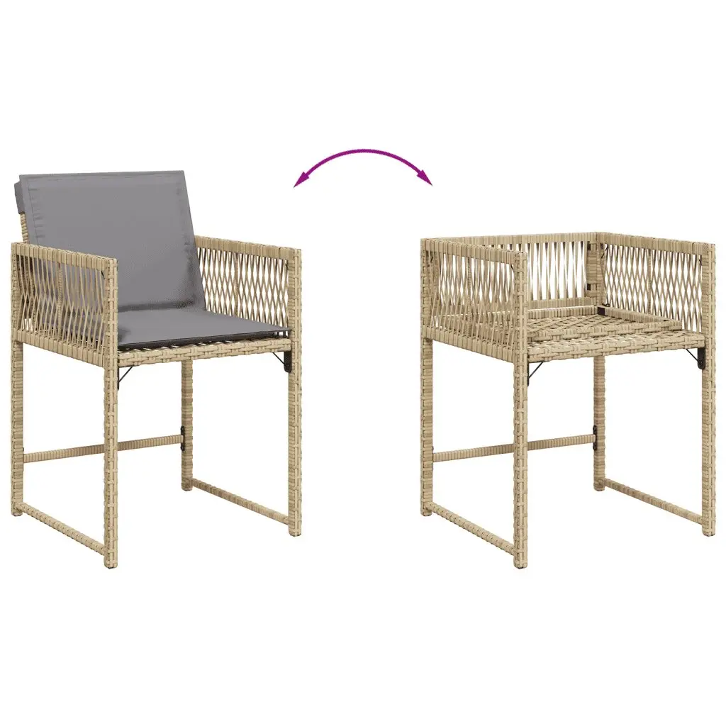 7 Piece Garden Dining Set Outdoor Patio Furniture Poly Rattan Beige Cushions