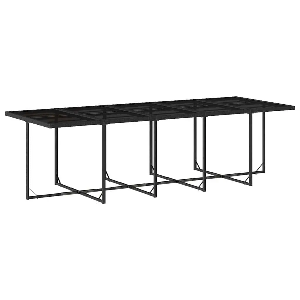 11 Piece Garden Dining Set Black PE Rattan with Cushions