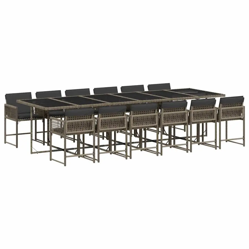 Garden Dining Set Grey 13 Pieces with Cushions Outdoor Patio Furniture
