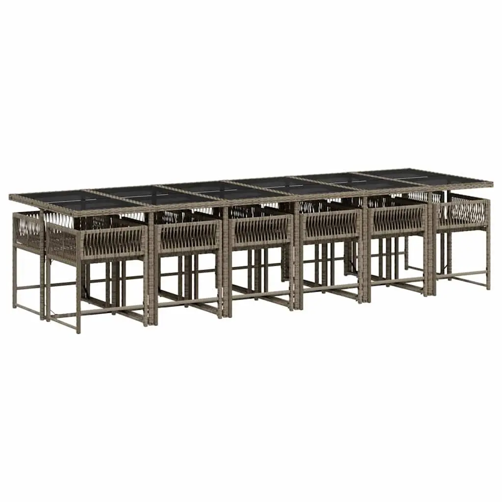 Garden Dining Set Grey 13 Pieces with Cushions Outdoor Patio Furniture