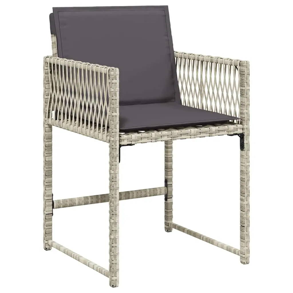 Garden Dining Set 9 Piece Grey Poly Rattan Outdoor Furniture with Cushions