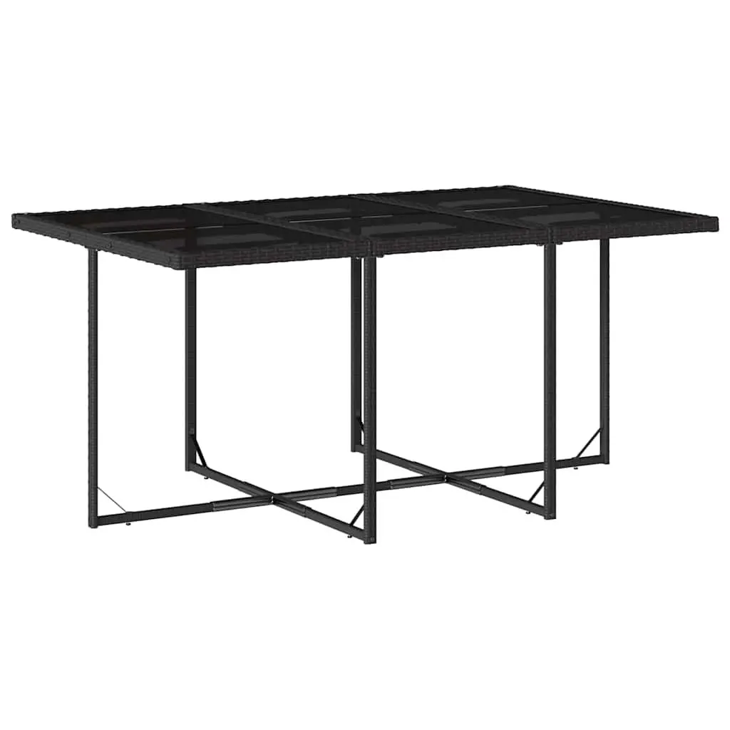 11 Piece Dining Set Black Poly Rattan Cushions Table Chairs Outdoor Garden