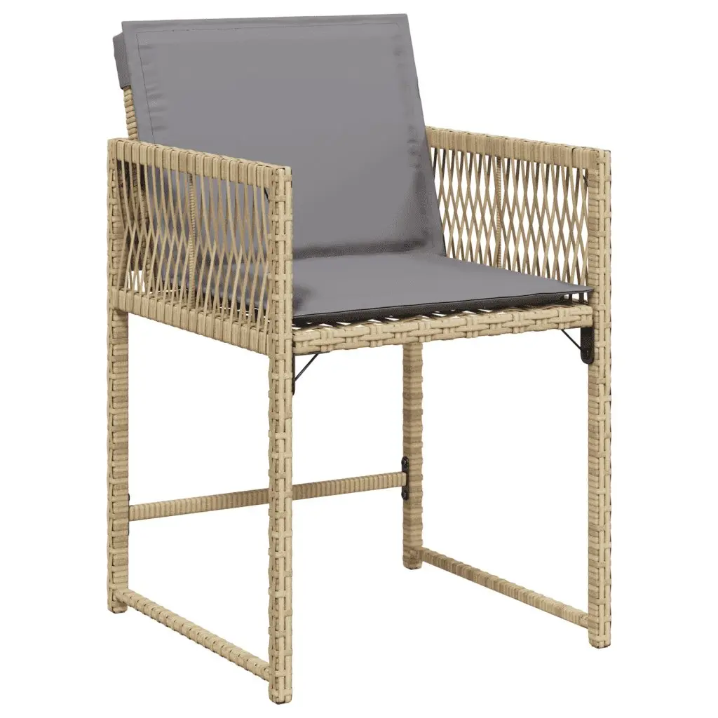 Garden Dining Set 11 Piece Outdoor Furniture Poly Rattan Cushions Patio Beige