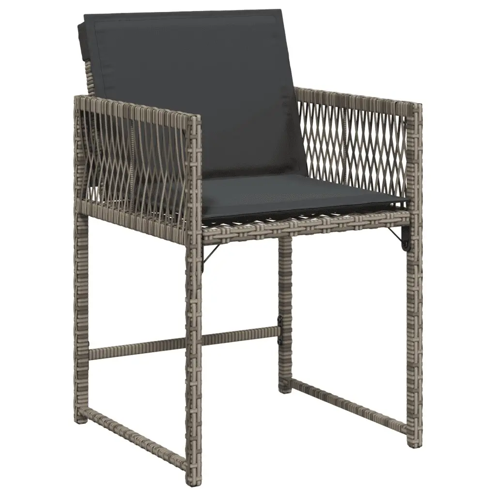 Garden Dining Set Grey Poly Rattan 15 Piece Outdoor Furniture with Cushions