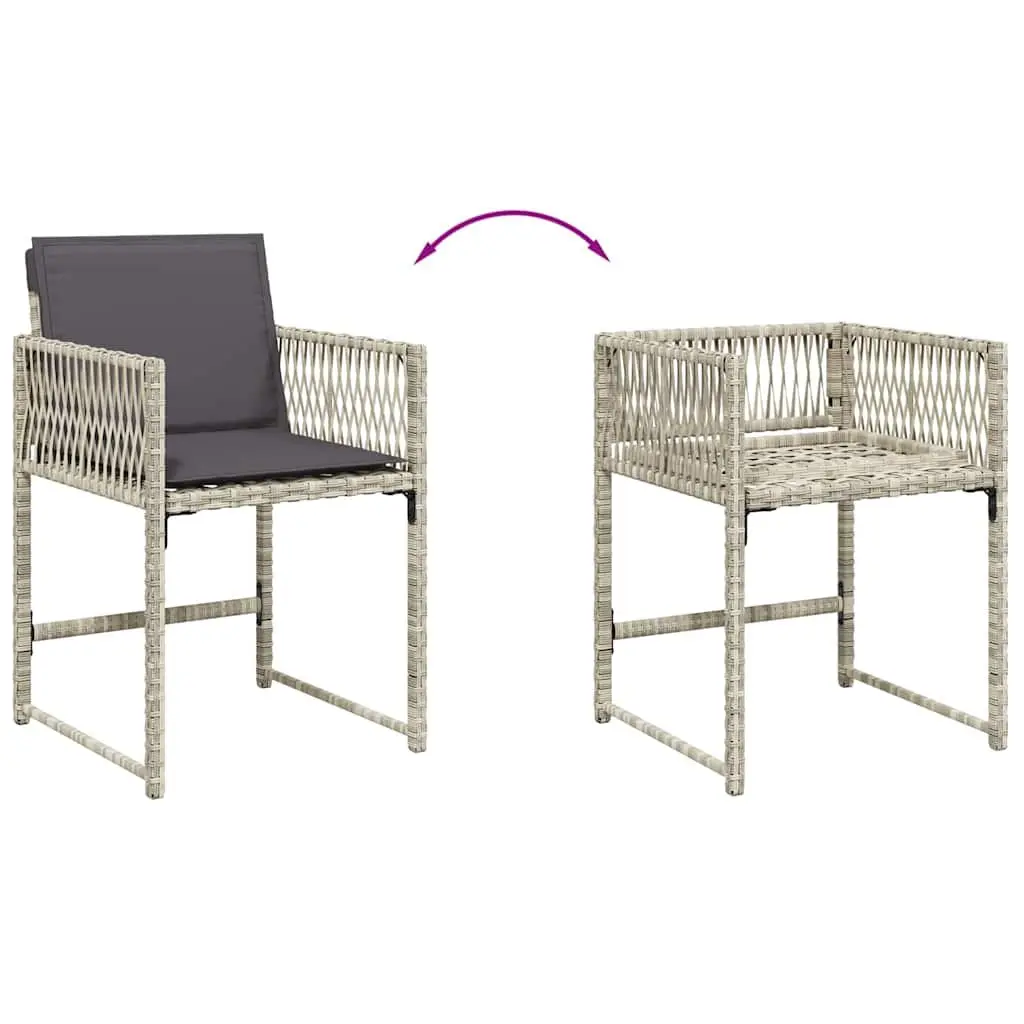 11 Piece Garden Dining Set Grey Poly Rattan with Cushions Outdoor Patio