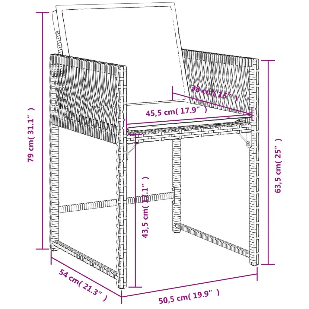 15 Piece Garden Dining Set Grey Poly Rattan Chairs Table with Tempered Glass Top and Padded Cushions
