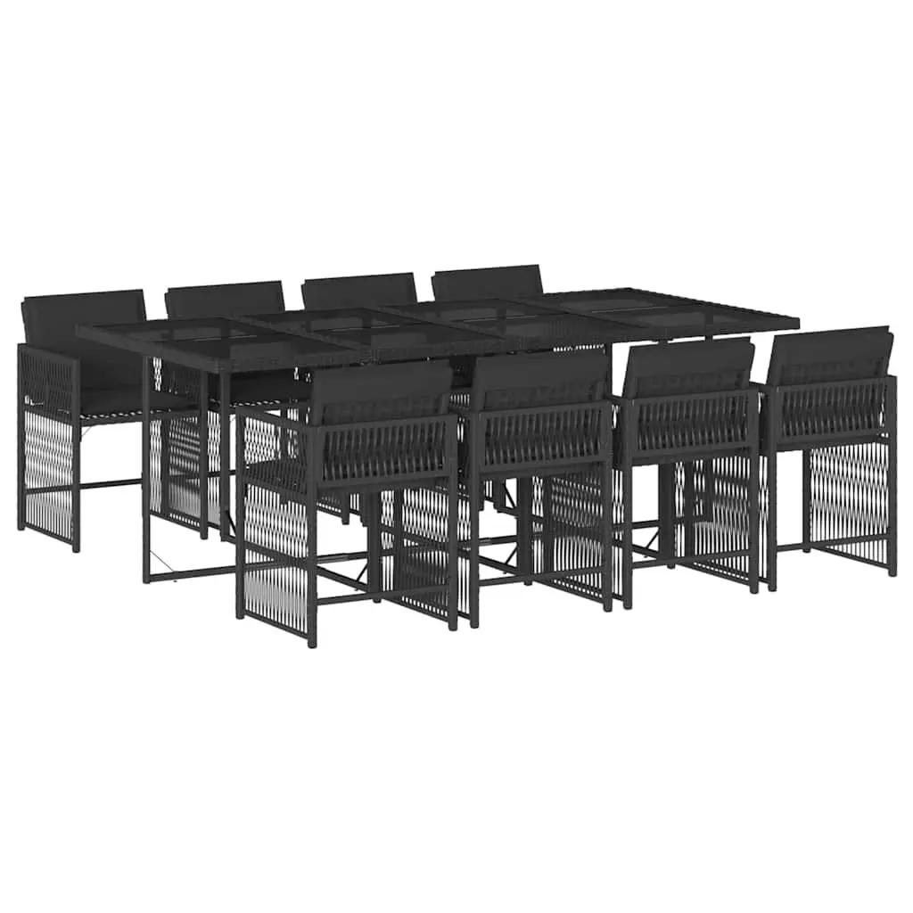 9 Piece Outdoor Dining Set Poly Rattan Chairs Cushions Table