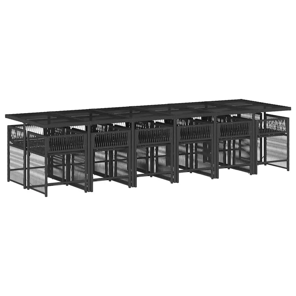 13-Piece Black Garden Dining Set with Cushions