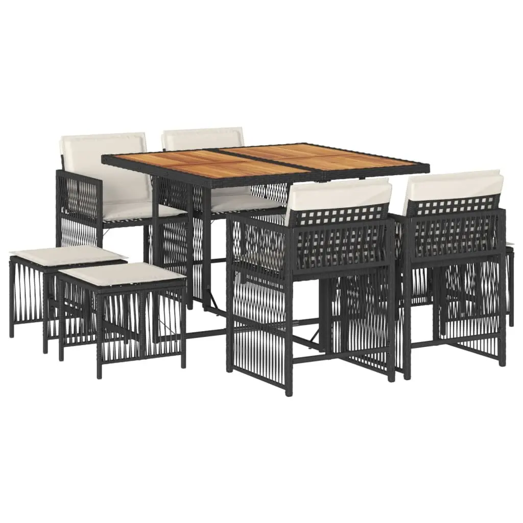 9 Piece Outdoor Dining Set Garden Furniture Poly Rattan Table Chairs with