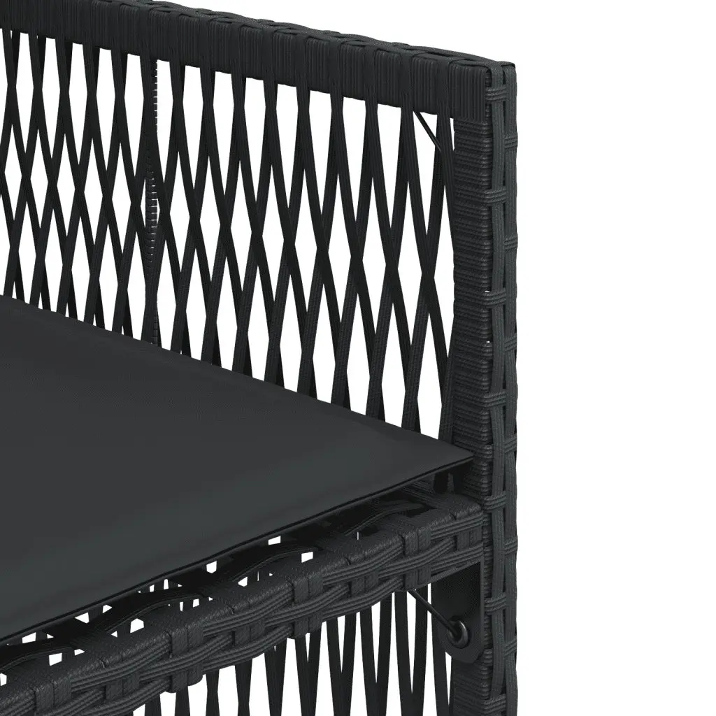 Outdoor Dining Set 11 Piece Black Poly Rattan Table with Cushions