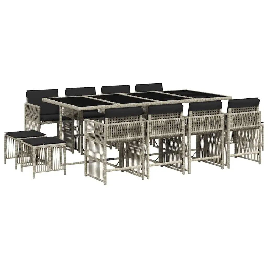 Garden Dining Set Grey Poly Rattan 13 Piece Outdoor Furniture