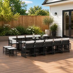 Friendly 15 Piece Poly Rattan Dining Set for Your Outdoors