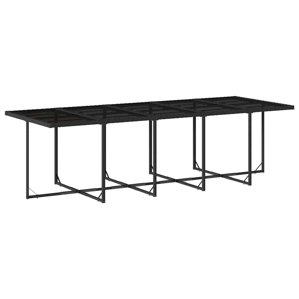Garden Dining Set 15 Piece Outdoor Furniture Black PE Rattan Chairs Table