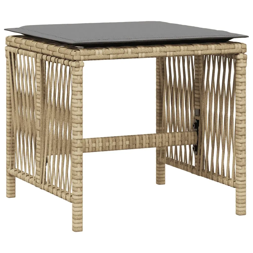 Outdoor Dining Furniture Set 15 Pieces Beige PE Rattan with Cushions and Tempered Glass Tabletop