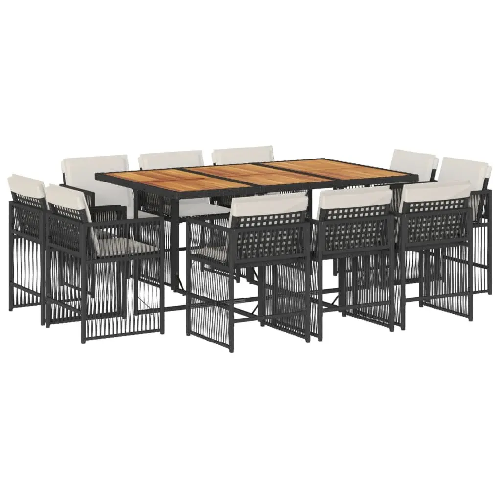 Garden Dining Set 11 Piece Outdoor Furniture Poly Rattan Chairs Table Cushions