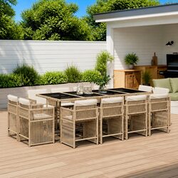 Welcome to Your New Outdoor Dining Set: 13 Piece Beige Rattan