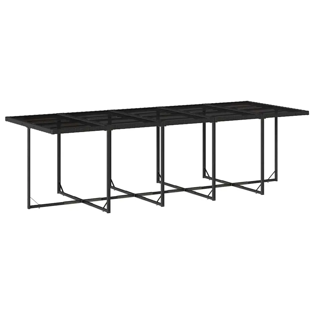 Outdoor Dining Set 15 Pieces Black Poly Rattan Garden Furniture with Cushions