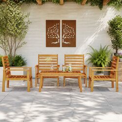 5 Piece Garden Lounge Set Solid Wood Outdoor Furniture Patio Seating Brown