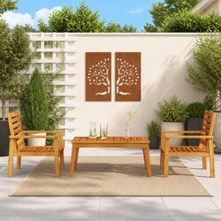 3 Piece Garden Lounge Set Outdoor Patio Furniture Acacia Wood Armrest Backrest