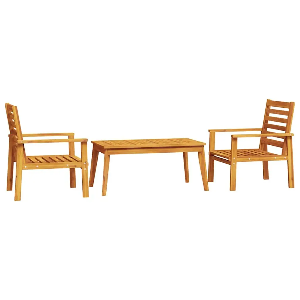 3 Piece Garden Lounge Set Acacia Wood Outdoor Patio Furniture with Armrests and Backrest