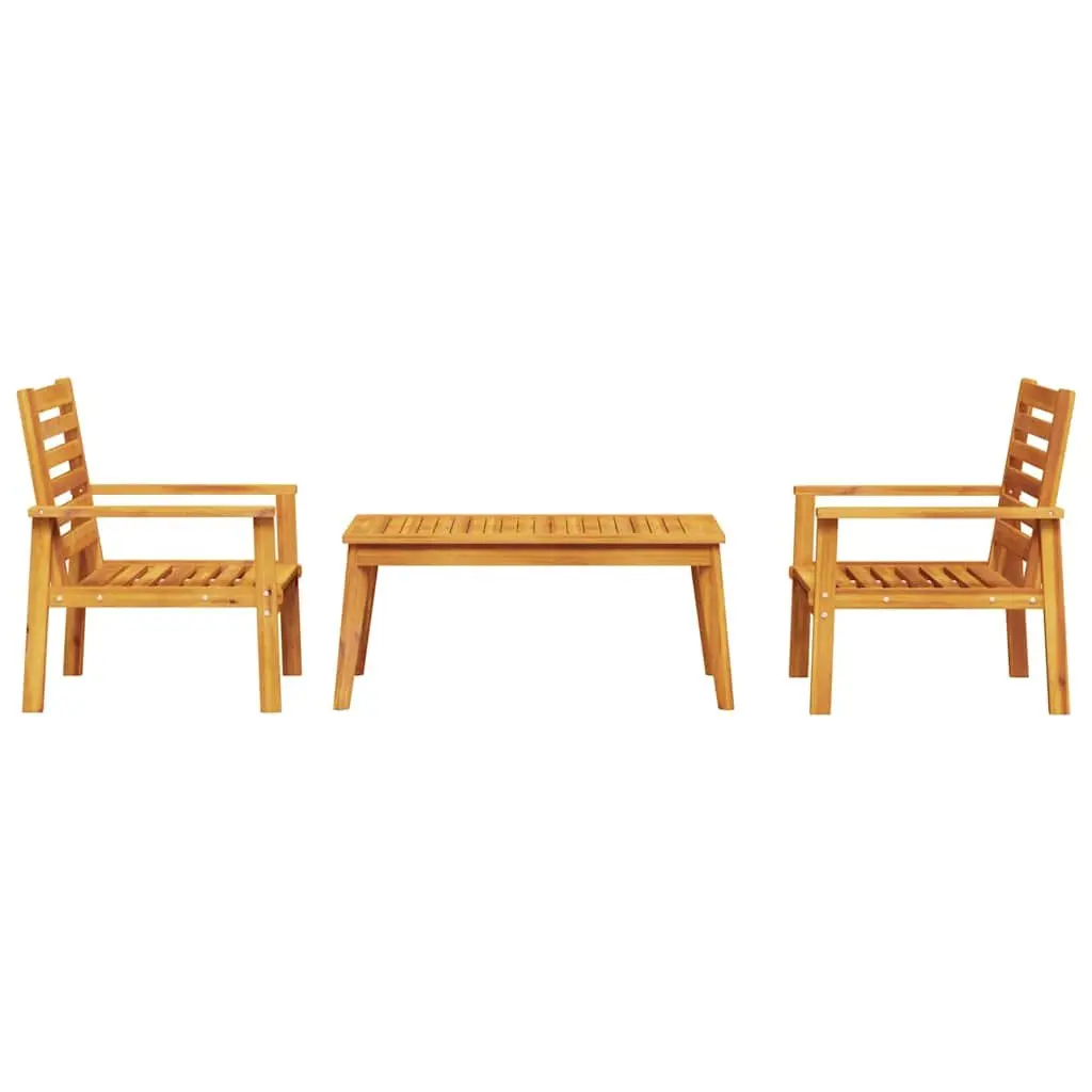 3 Piece Garden Lounge Set Acacia Wood Outdoor Patio Furniture with Armrests and Backrest