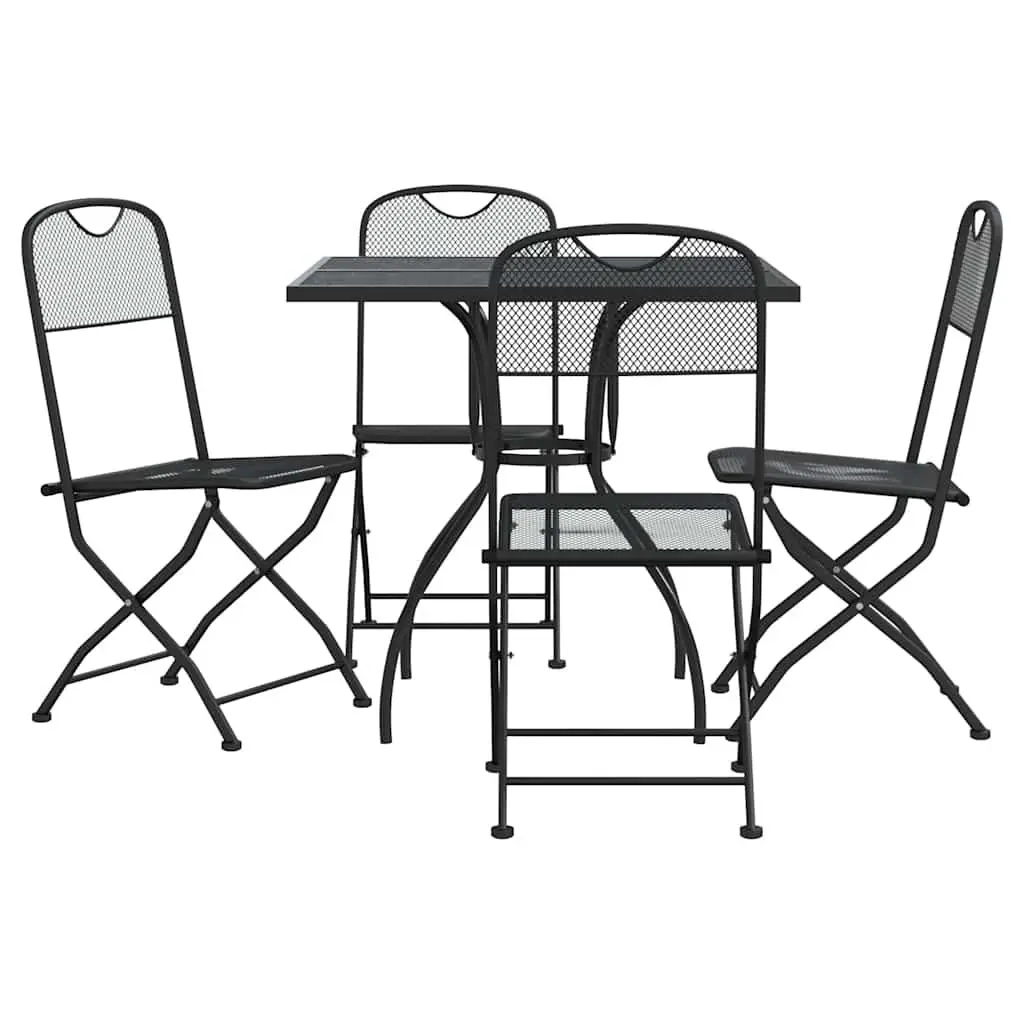 Garden Dining Set Metal Mesh Anthracite 5 Piece