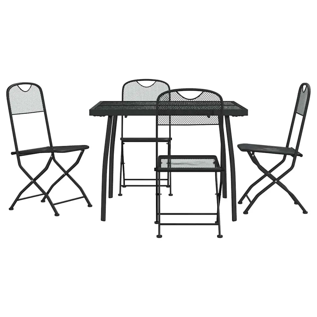 Garden Dining Set 5 Piece Outdoor Furniture Anthracite Metal Mesh Table Chairs