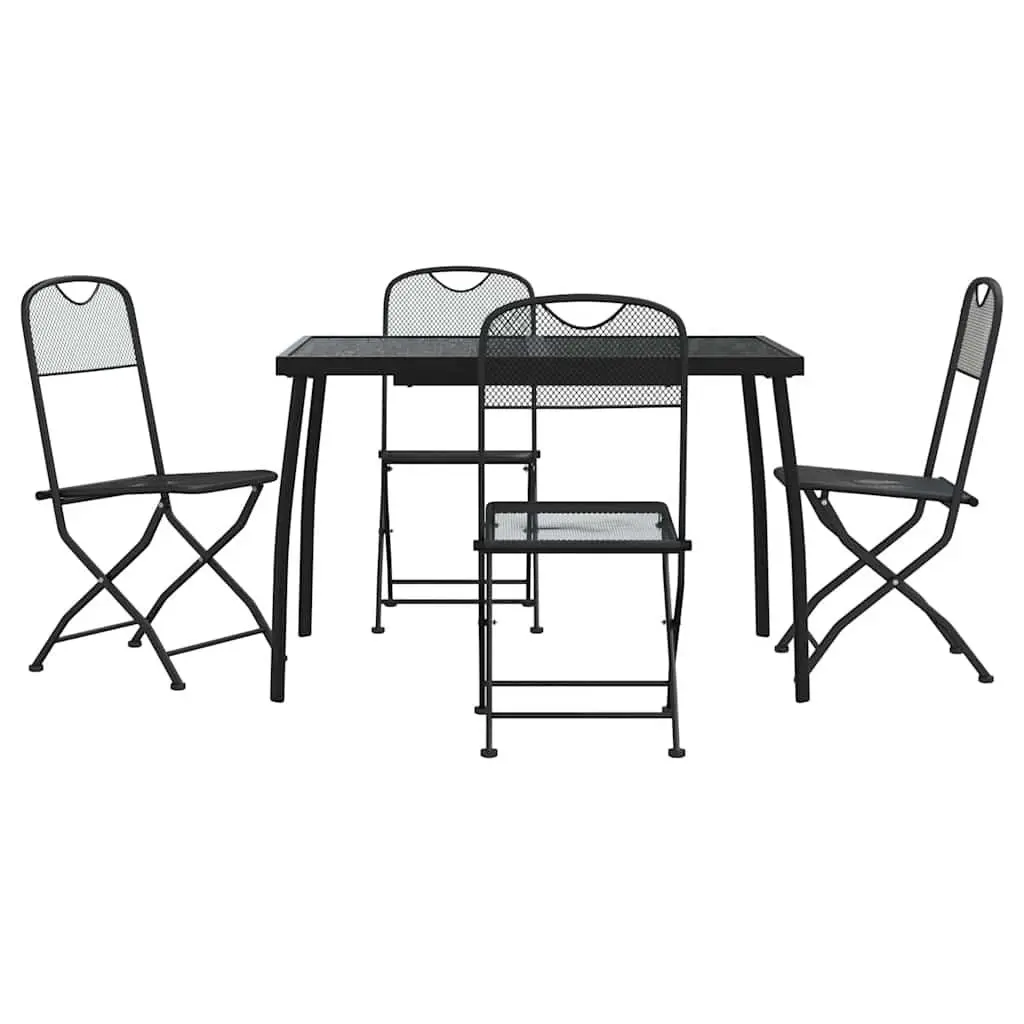 Garden Dining Set 5 Piece Outdoor Furniture Mesh Anthracite Metal Foldable