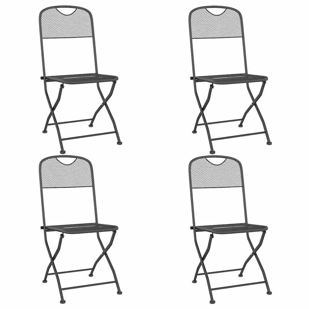 Garden Dining Set 5 Piece Outdoor Furniture Mesh Anthracite Metal Foldable
