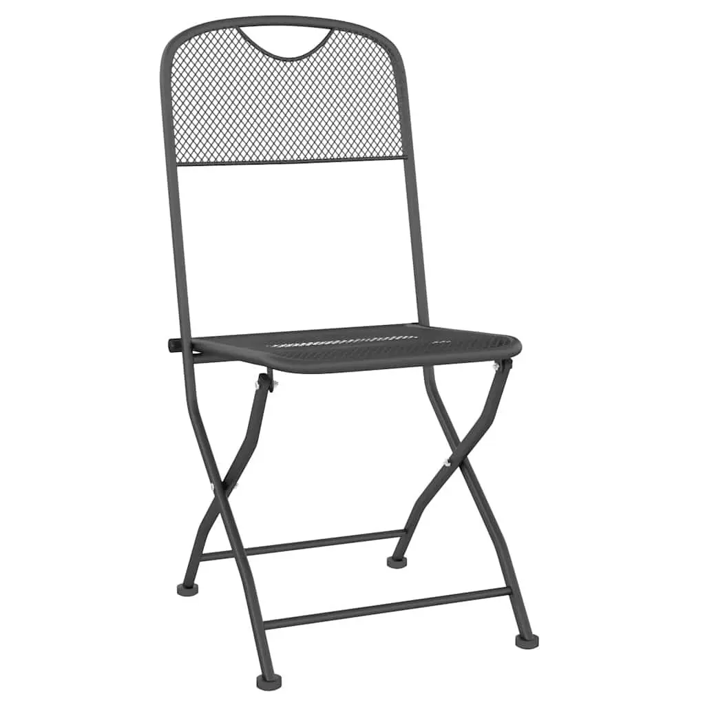 Garden Dining Set 5 Piece Outdoor Furniture Mesh Anthracite Metal Foldable