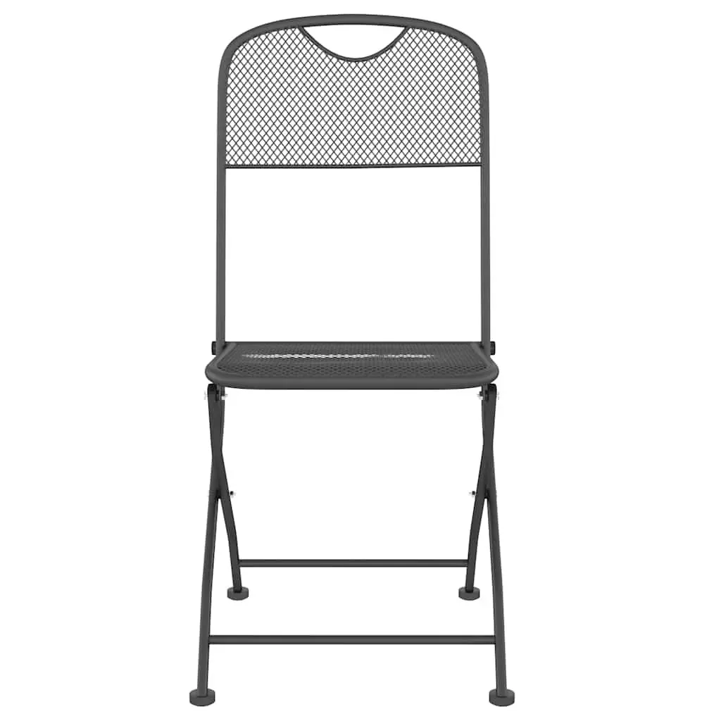 7 Piece Garden Dining Set Anthracite Metal Mesh Outdoor Patio Furniture Foldable