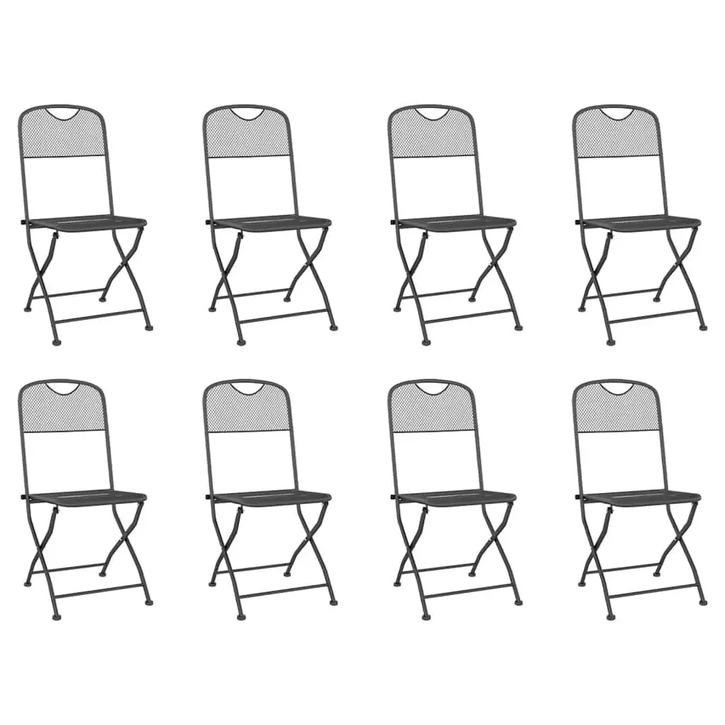 Outdoor Furniture Set 9 Piece Metal Mesh Dining Table and Chairs Anthracite