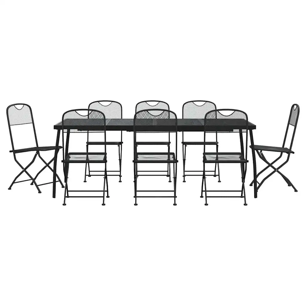 9 Piece Outdoor Dining Set Metal Mesh Anthracite Garden Furniture Table