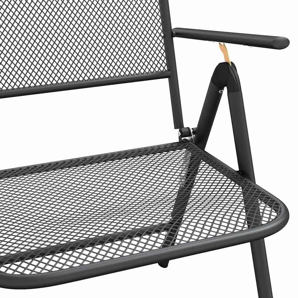 Garden Dining Set 3 Piece Outdoor Furniture Metal Mesh Anthracite Patio Chair