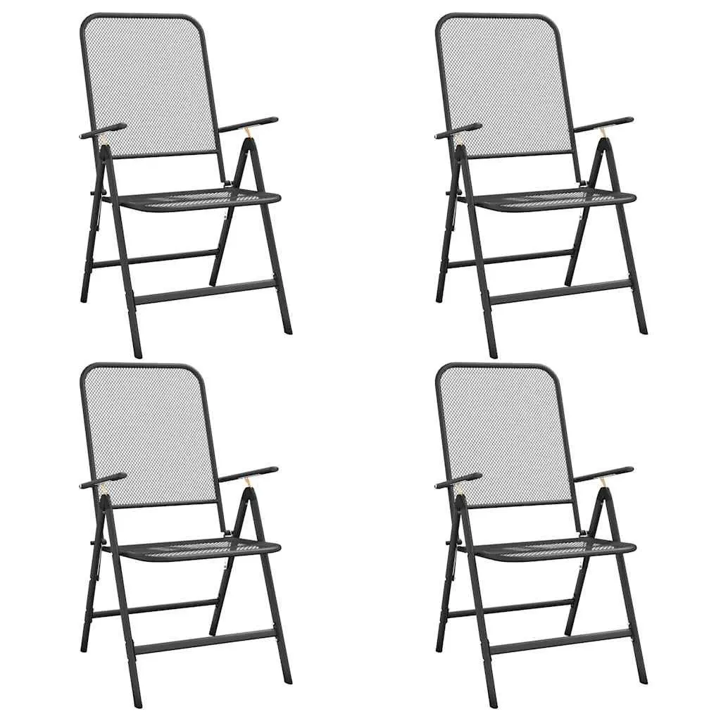 Outdoor Dining Set Metal Mesh Anthracite 5 Piece Patio Garden Furniture