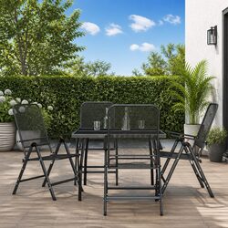Garden Dining Set 5 Piece Outdoor Furniture Metal Mesh Anthracite Patio Chairs