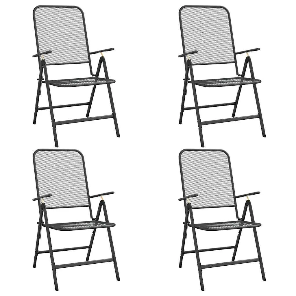 Garden Dining Set Metal Mesh Anthracite 5 Piece Outdoor Furniture