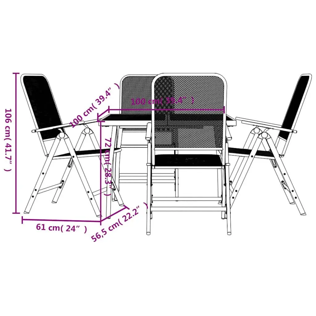 Garden Dining Set Metal Mesh Anthracite 5 Piece Outdoor Furniture