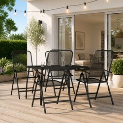 Garden Dining Set 5 Piece Outdoor Furniture Metal Mesh Anthracite Patio Table