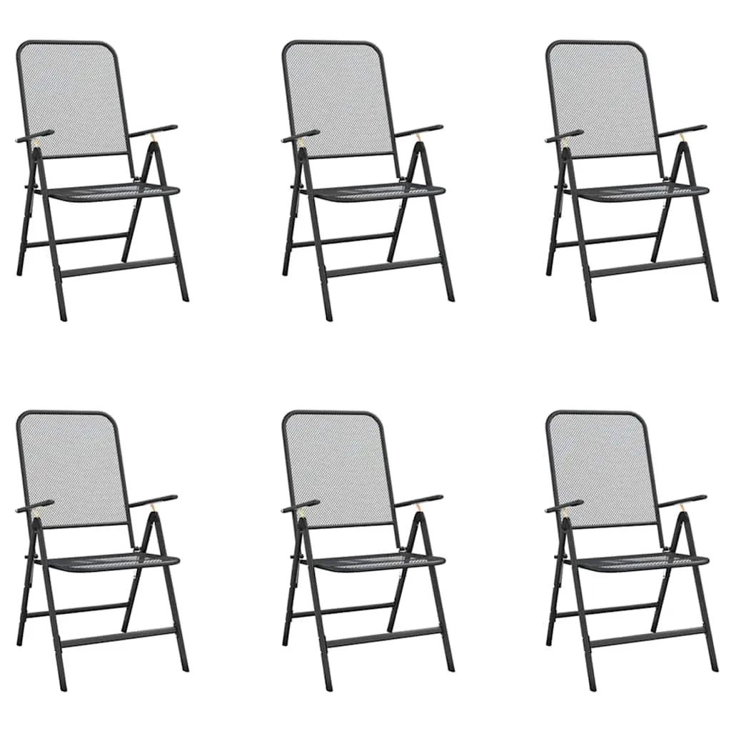 7 Piece Garden Dining Set Anthracite Metal Mesh Outdoor Furniture
