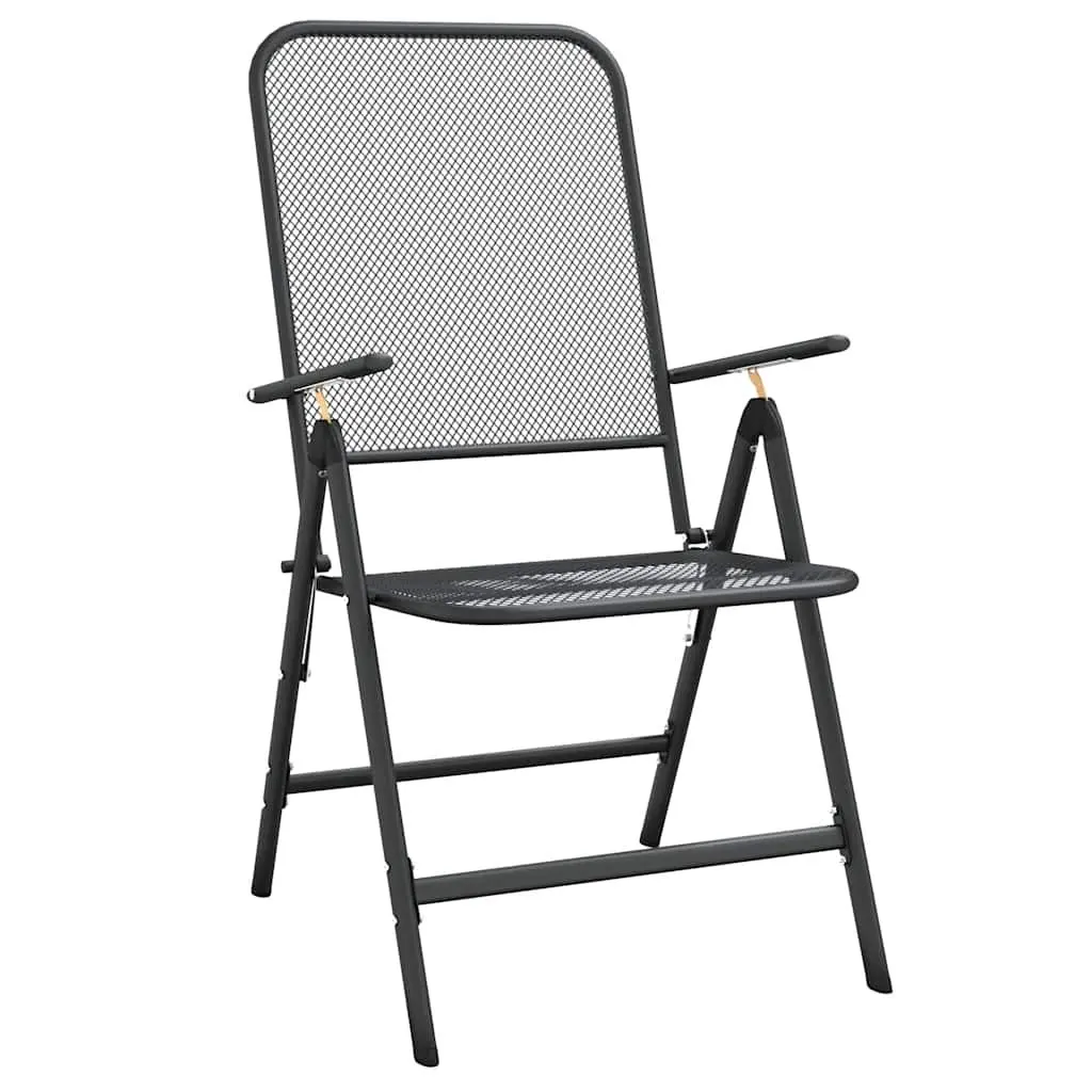 7 Piece Garden Dining Set Anthracite Metal Mesh Outdoor Furniture