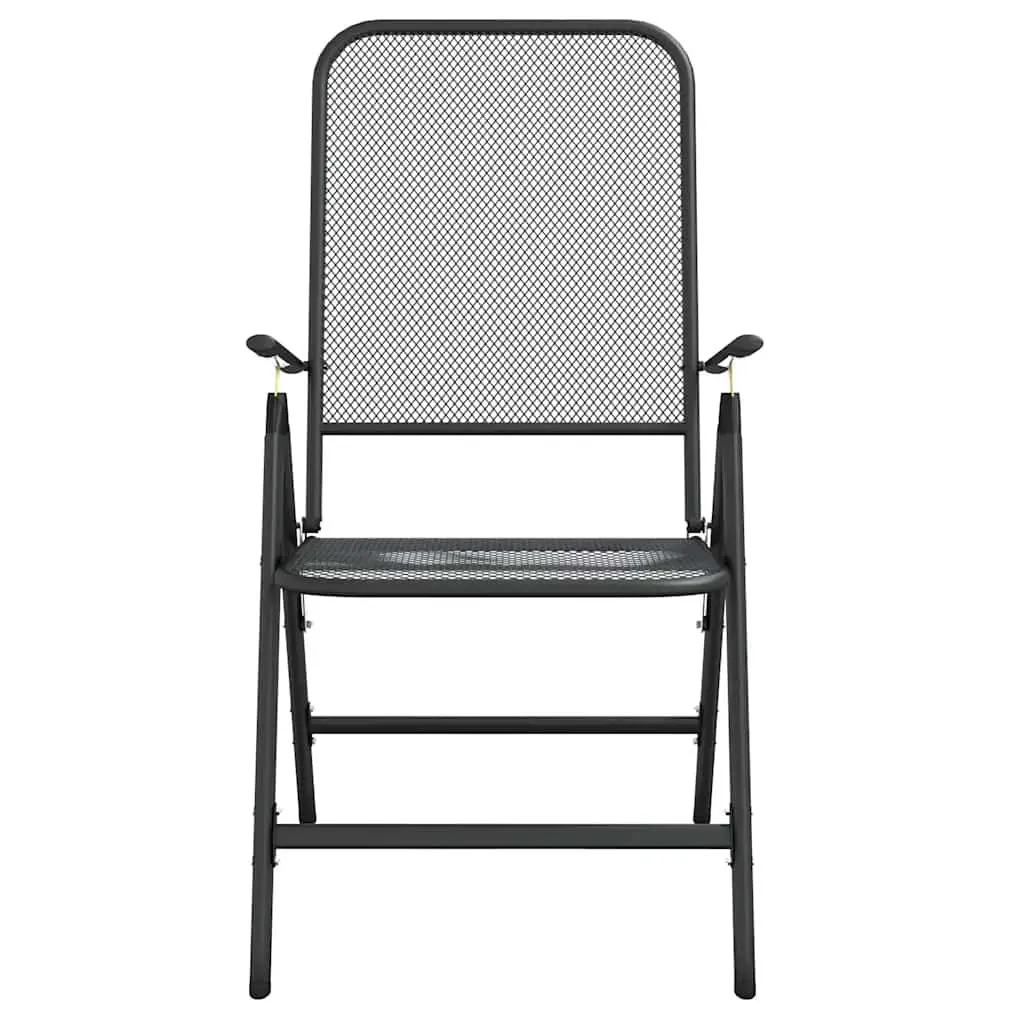 7 Piece Garden Dining Set Anthracite Metal Mesh Outdoor Furniture