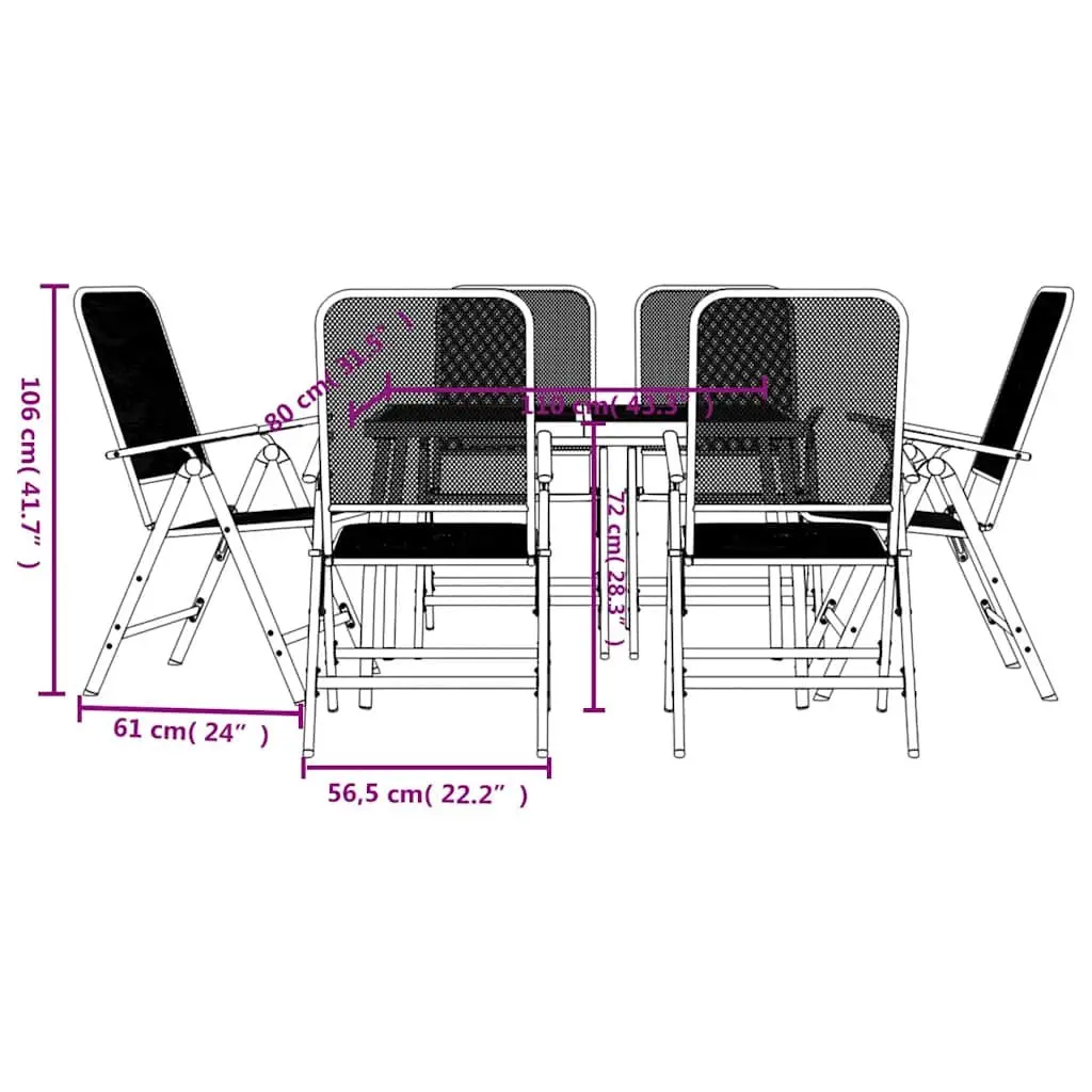 7 Piece Garden Dining Set Anthracite Metal Mesh Outdoor Furniture