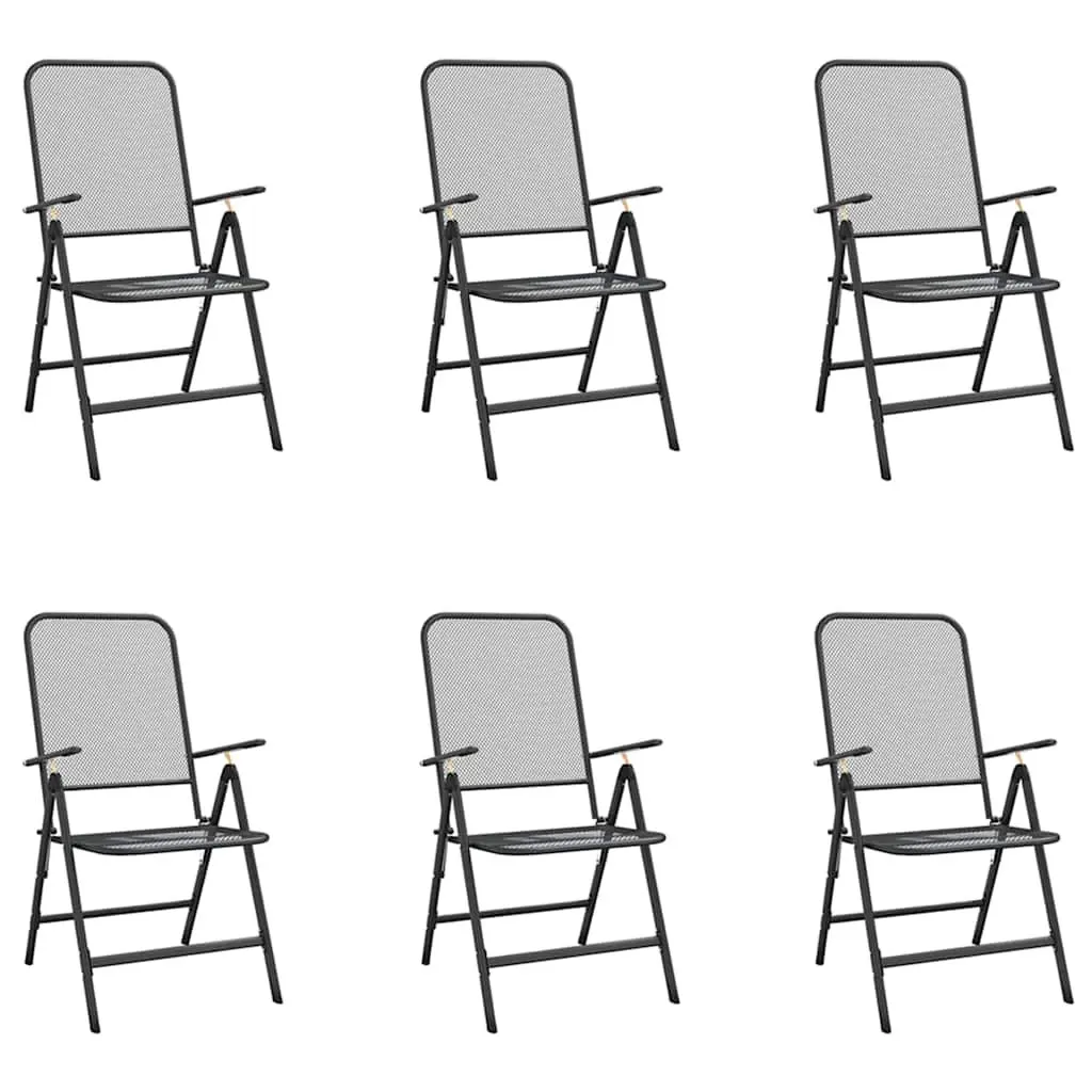 Garden Dining Set Metal Mesh Anthracite 7 Piece Foldable Outdoor Furniture