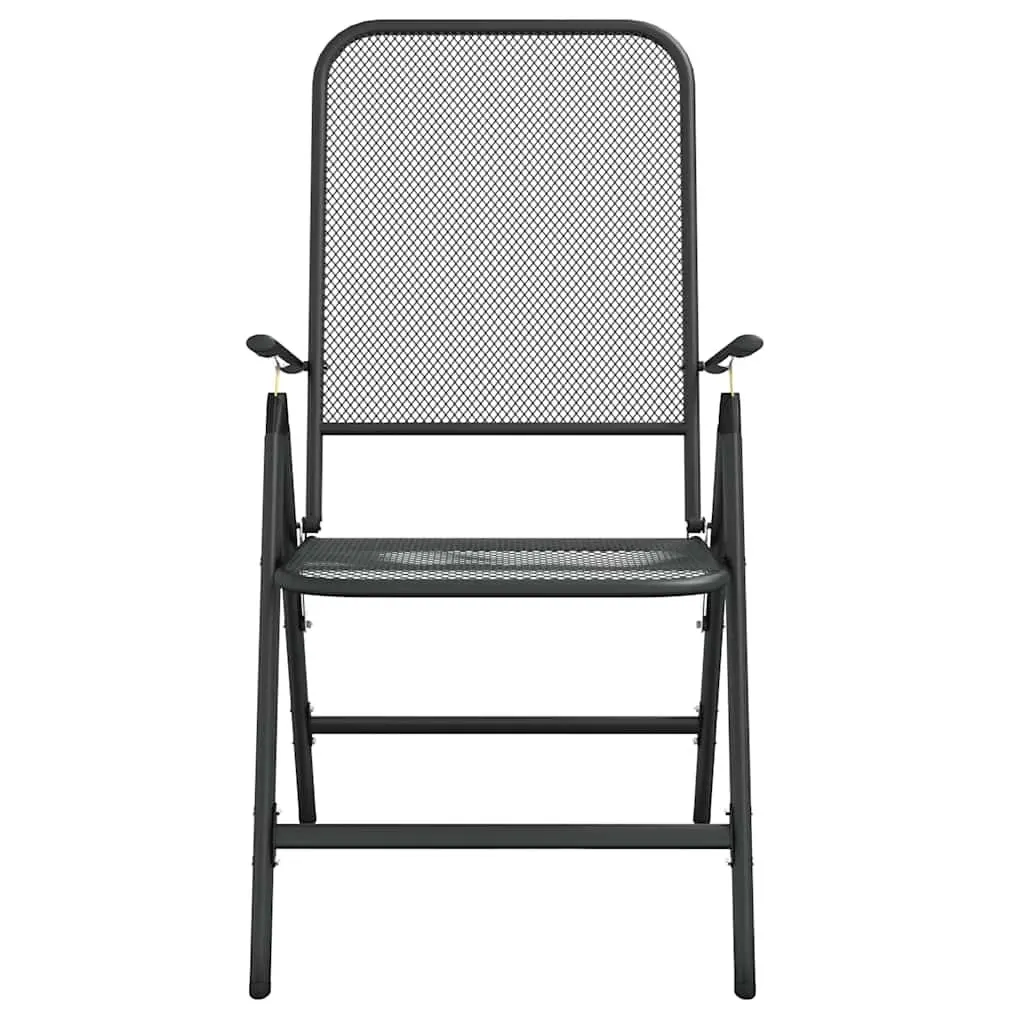 Garden Dining Set Metal Mesh Anthracite 7 Piece Foldable Outdoor Furniture