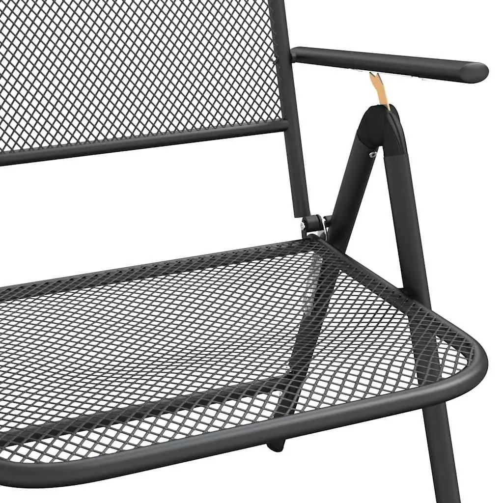Garden Dining Set Metal Mesh Anthracite 7 Piece Foldable Outdoor Furniture